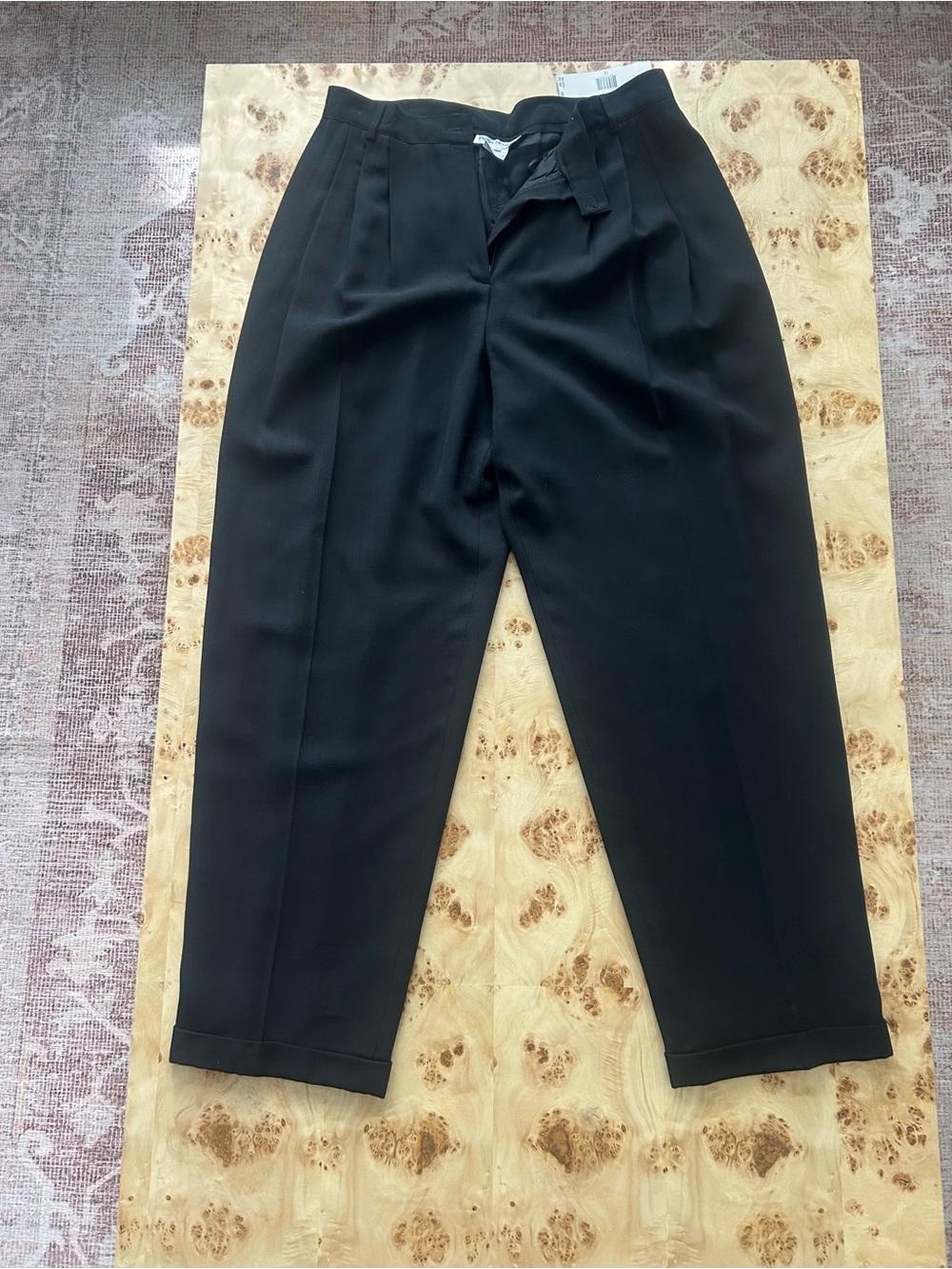 Vintage Rena Rowan 100% Wool Black Pleated Pants 90s: NWT